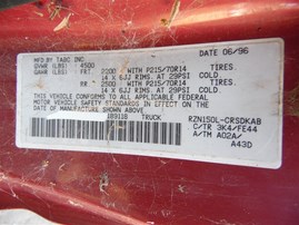 1996 Toyota Tacoma LX Burgundy Extended Cab 2.4L AT 2WD #Z22030